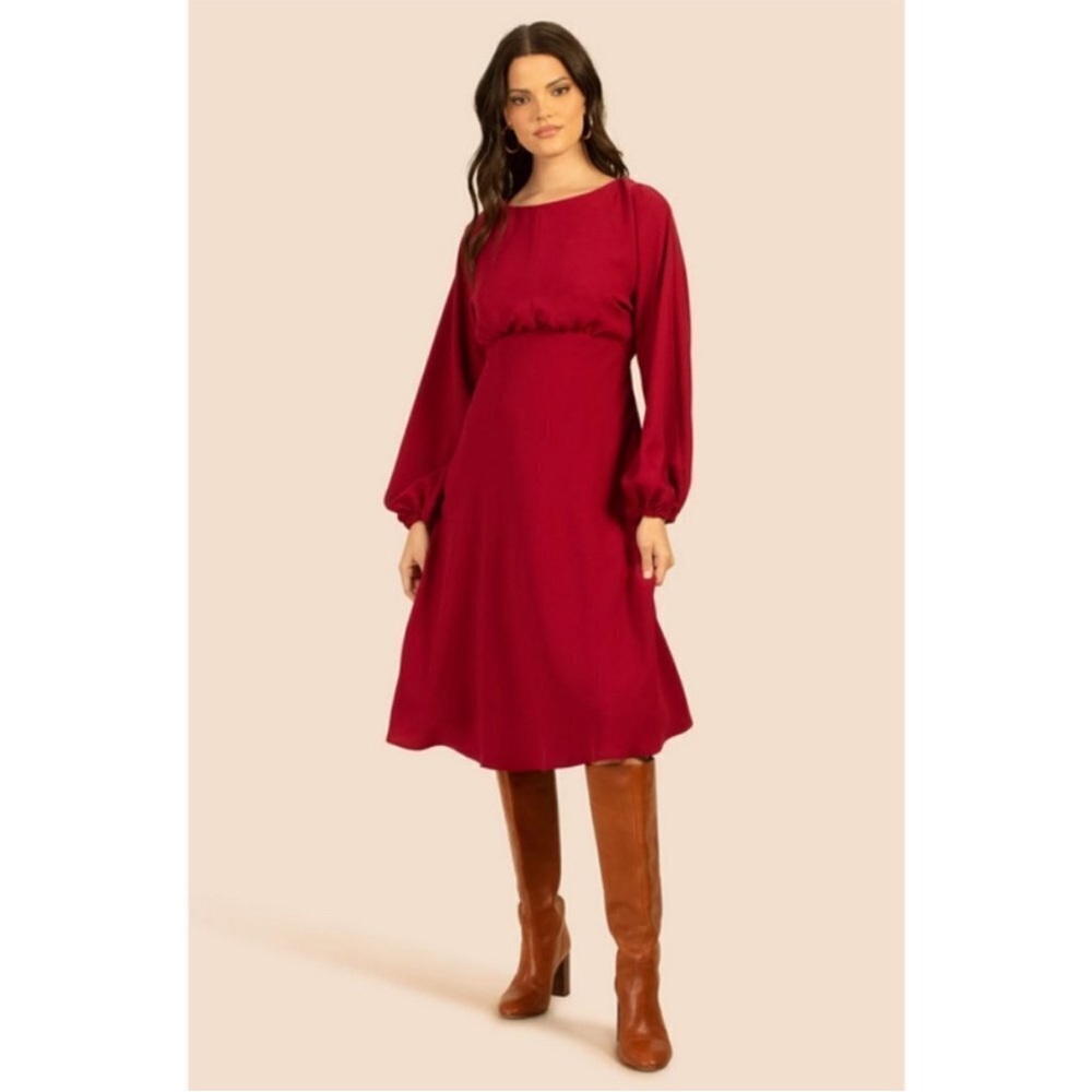 Trina Turk Vanita Red Women's Balloon Sleeve Dress, Size 14